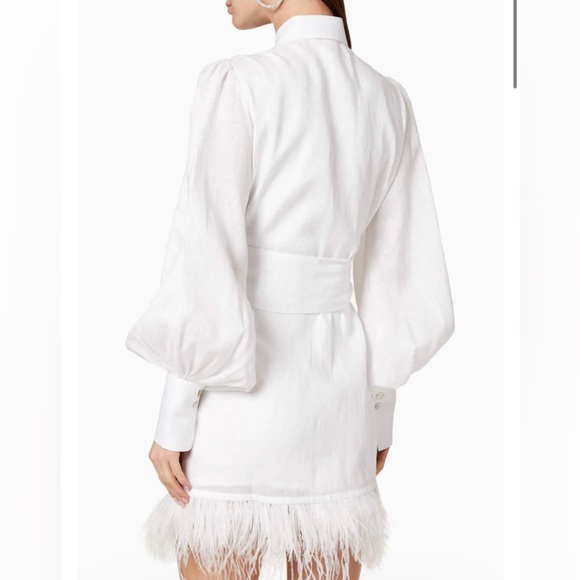 No pise la grama VOLARE DRESS IN WHITE SIZE 2 new with tags feather detail - Picture 3 of 4